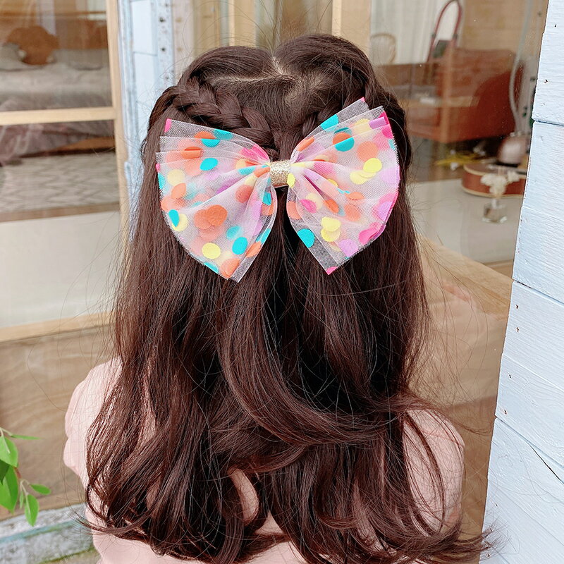 可愛兔立體耳朵發夾韓國兒童蕾絲蝴蝶結頭飾發卡發飾女童公主寶寶
