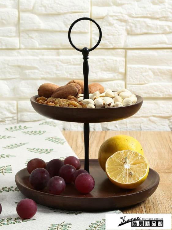 木質托盤 木質干果盤糖果盤零食水果盤創意兩三層實木點心盤蛋糕架多層托盤【尾牙特惠】