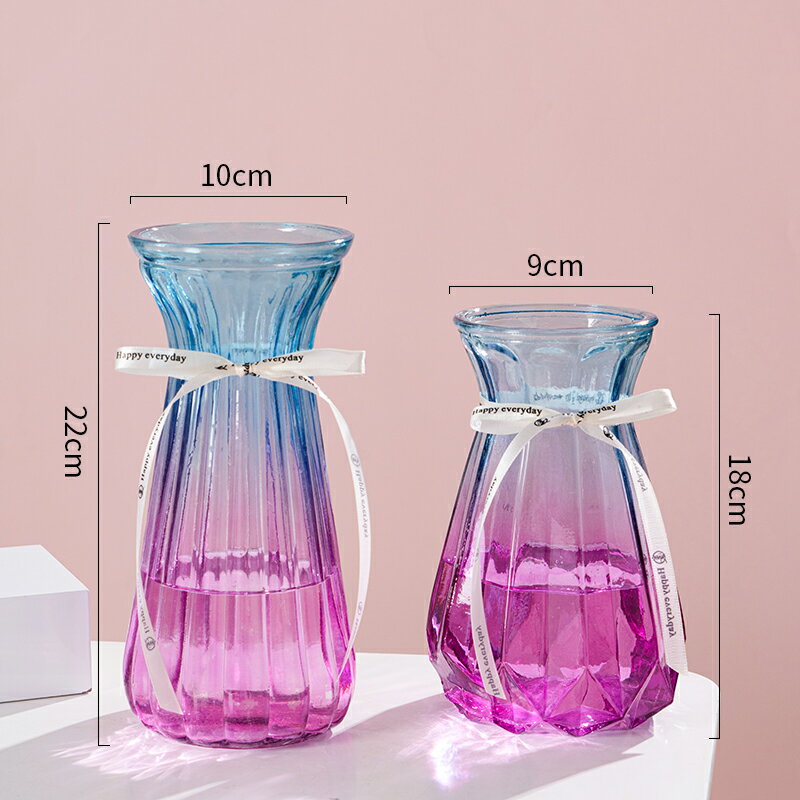 花瓶 【兩個裝】花瓶北歐歐式擺件客廳透明玻璃簡約水養插花干花器鮮花【HZ64710】