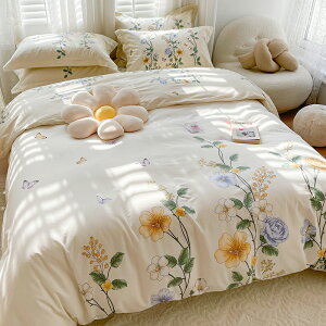 60支純棉床上四件套長絨棉100全棉花被套美式高端床品床單三件套4