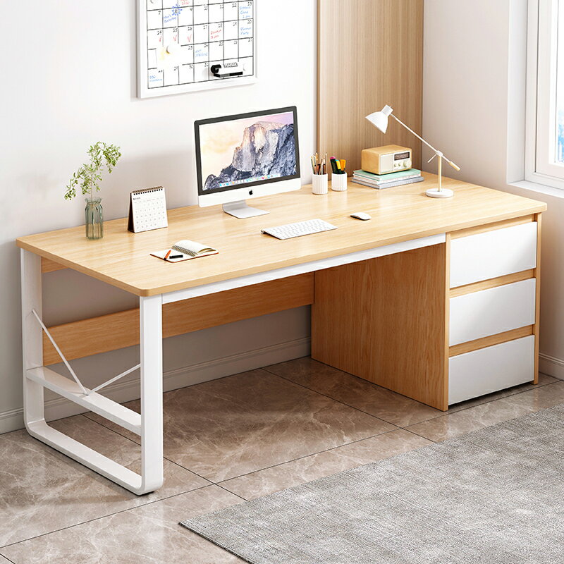 辦公桌簡約現代電腦桌臺式辦公室桌子帶抽屜家用書桌工作臺職員桌