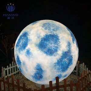 【免運】美雅閣| led發光彩繪星球燈PE滾塑圓球玻璃鋼纖維戶外月亮燈太陽能月球燈