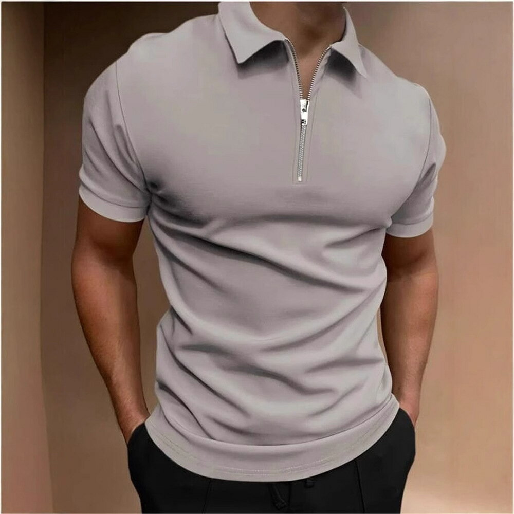 【喜挖】男式polo衫純色短袖翻領t恤休閒合身上衣歐美男裝 1