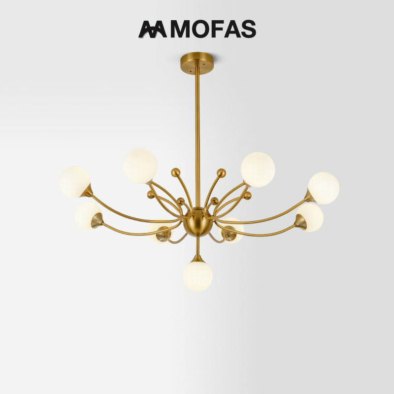 MOFAS后現代北歐美式復古客廳餐廳臥室燈具玻璃圓球魔豆多頭吊燈
