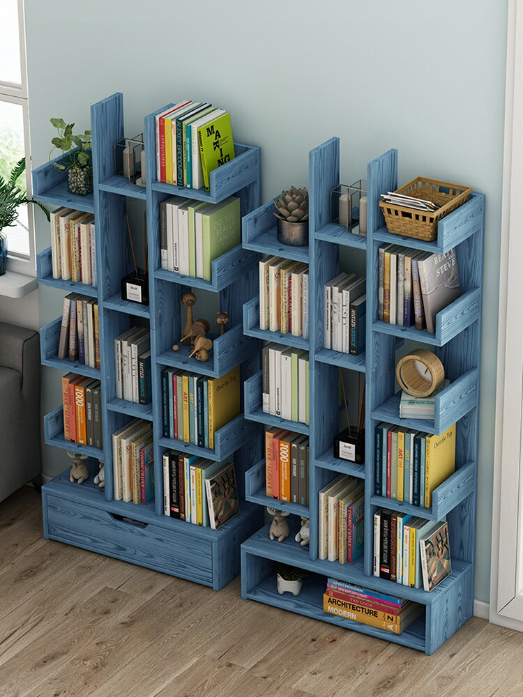 書架置物架落地靠墻創意客廳小型樹形收納架子簡易書柜臥室家用