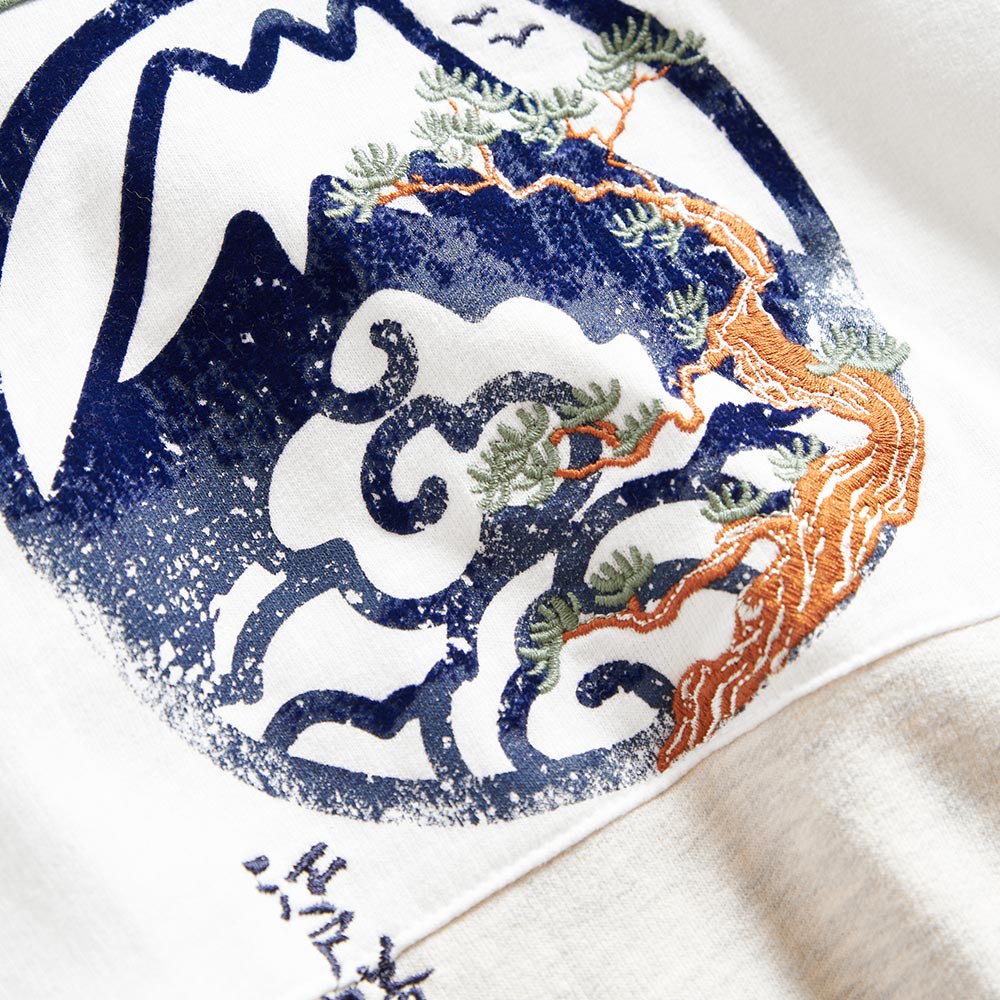 EDOKATSU江戶勝 富士松柏LOGO撞色連帽長袖T恤-男款 灰綠色 5