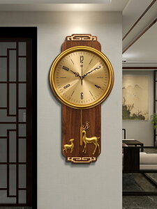 【免運】中國風復古實木掛鐘客廳家用時尚實木搖擺鐘表中式現代簡約石英鐘