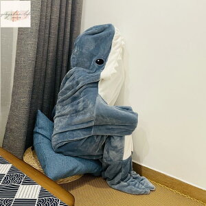 灰藍色鯊魚睡袋 沙雕睡衣 cosplay鯊魚 整蠱服裝辦公室午休毯子 兒童學生社畜皆可