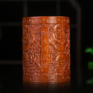 仿古中式工藝品擺件實木雕刻送老師花梨木黑檀木質辦公紅木筆筒