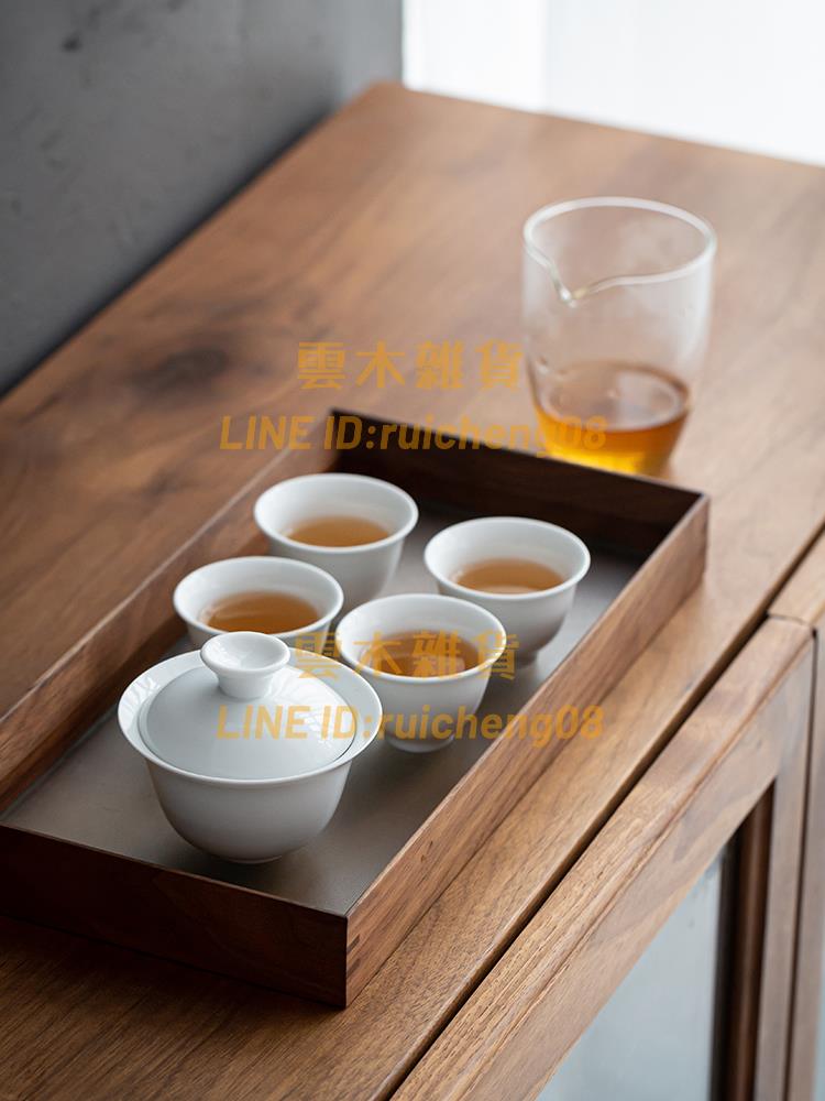 德化白瓷旅行功夫茶具套裝 蓋碗茶杯玻璃快客杯便攜包禮品【雲木雜貨】