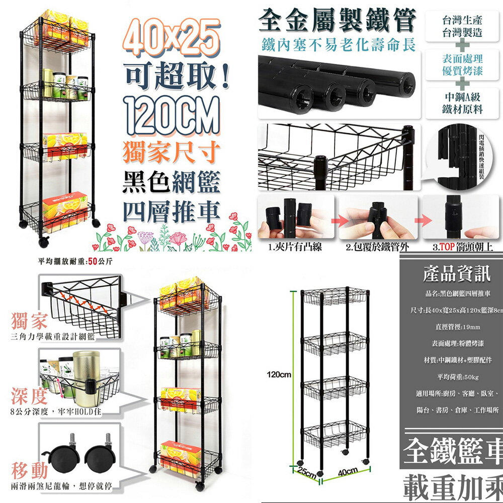 免運 中鋼 組合式40X25X60cm迷你 三層架 白色/黑色(MIT台灣製19mm管徑 可加裝輪子/層墊板 專利閃電插銷  耐氧化 抗刮) 9