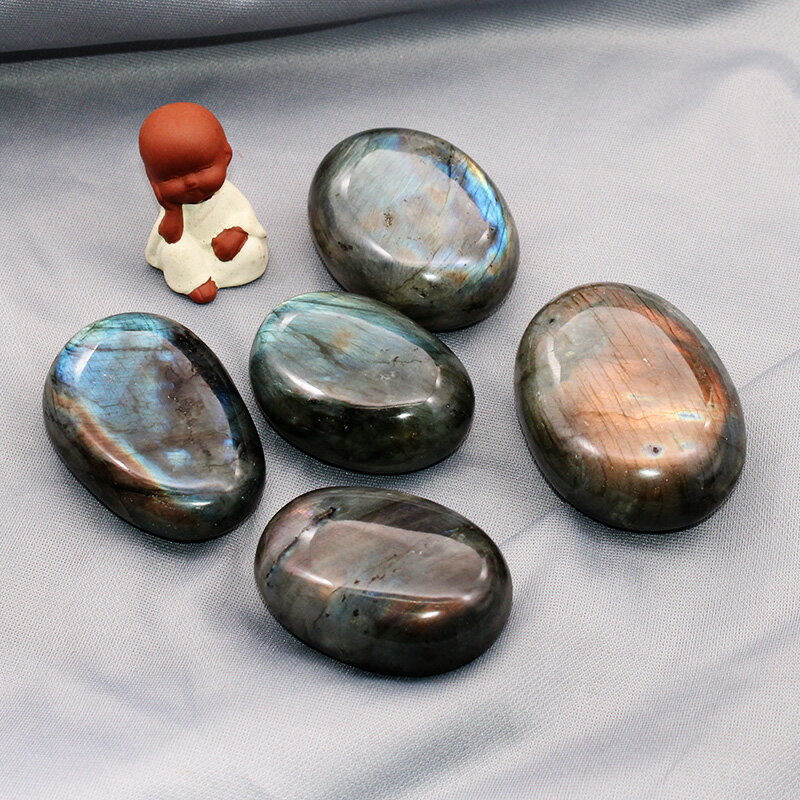 水晶原石天然月光石原石擺件小號手把件把玩拉長石礦石送孩子