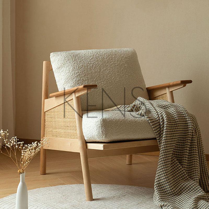 沙發 沙發椅 小戶型陽臺躺椅日式實木沙發椅簡約單人扶手椅設計師家用休閑