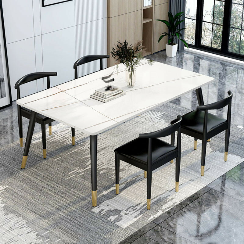桌子 北歐仿巖板餐桌家用小戶型餐桌椅組合長方形吃飯桌子