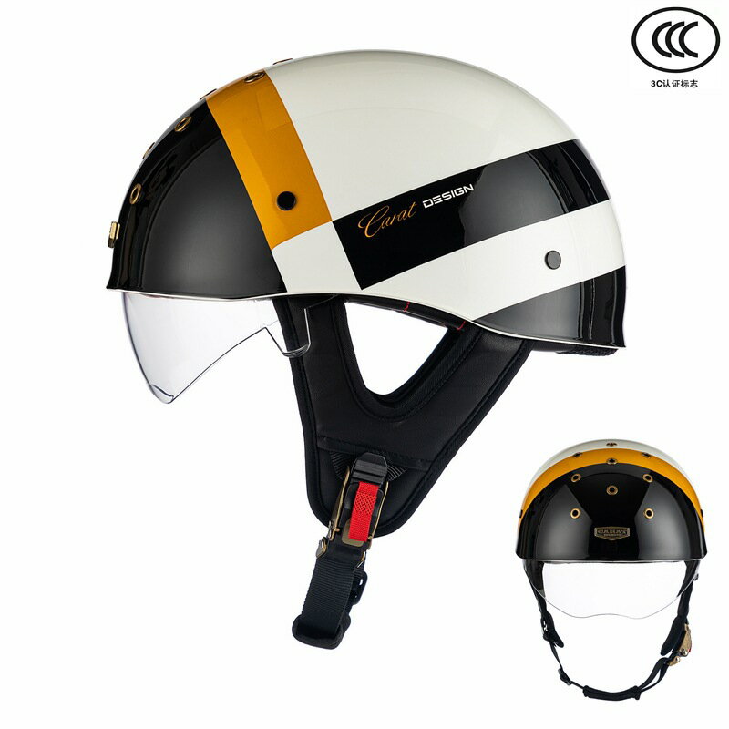 半盔男復古頭盔3C認證摩托車瓢盔電動車夏季頭盔女個性通用盔
