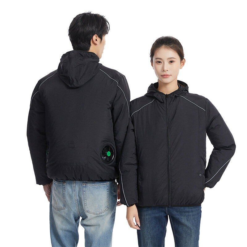 現貨夏季降溫空調服戶外防暑風扇工作服夏季長袖連帽防曬風扇衣服【博野五金】