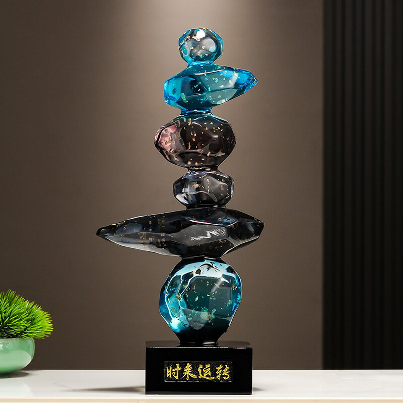 快速出貨 附發票 水晶時來運轉書房辦公室桌面擺件輕奢高檔客廳電視櫃酒櫃裝飾擺設