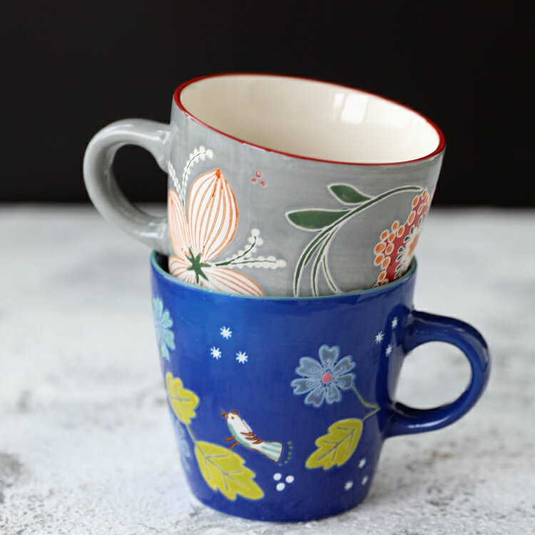 純手繪咖啡杯陶瓷馬克杯小資調調辦公室咖啡杯創意情侶杯奶茶杯