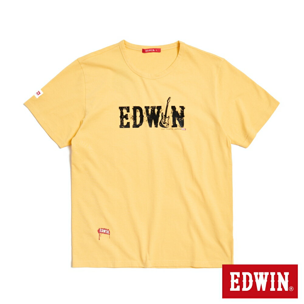 EDWIN 人氣復刻款 EDGE 搖滾LOGO短袖T恤-男款 銘黃色 #滿2件享折扣