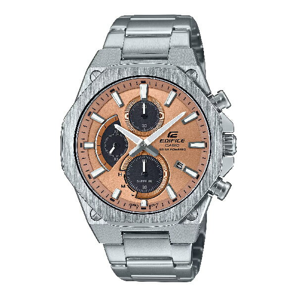 CASIO卡西歐 EDIFICE EFS-S570D-5A 八角形輕薄太陽能計時指標錶 橘面 44mm ｜樂天全館特惠中★指定刷卡回饋10%