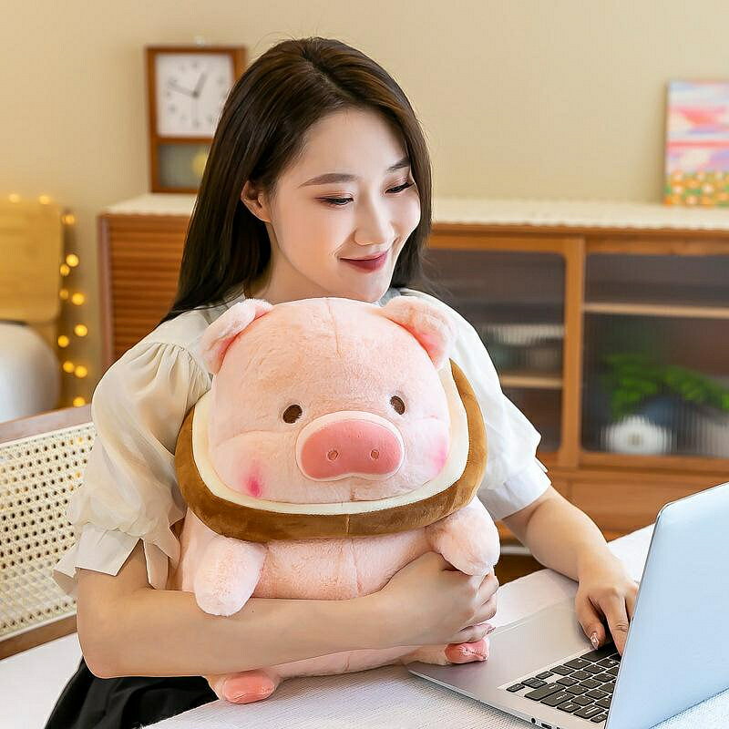 lulu豬毛絨玩具豬豬公仔睡覺抱枕生日禮物娃娃吐司豬玩偶 玩偶/生日/情人/聖誕禮物/毛絨娃娃/抱枕娃娃