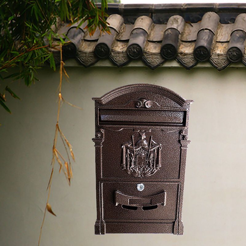 經典歐式鑄鋁信箱創意密碼鎖信報箱家用室外掛墻別墅裝飾藝術品