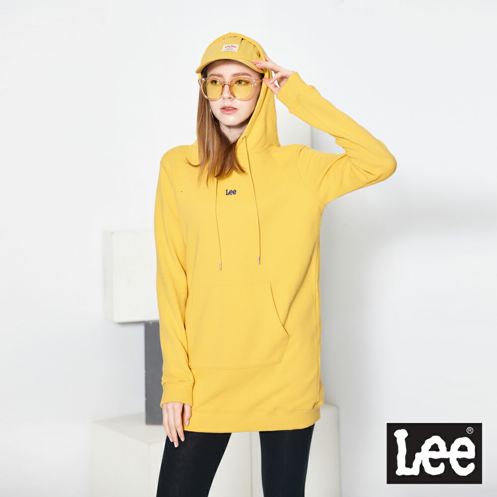 Lee 人氣顯瘦 長版連帽厚T 女款 亮麗黃