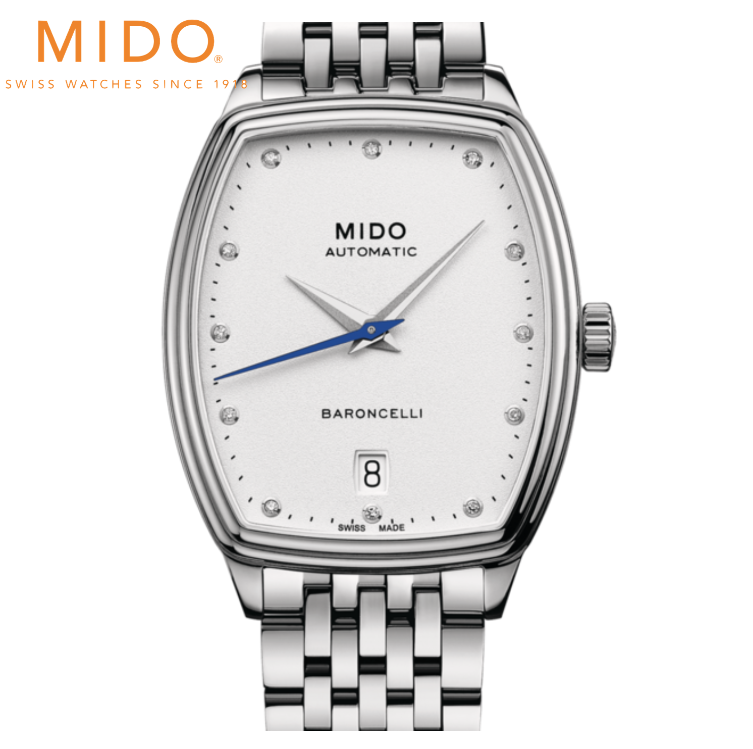 MIDO 美度 BARONCELLI TONNEAU LADY 永恆系列酒桶型真鑽機械錶 M0413071101600白/30.5mmx35mm