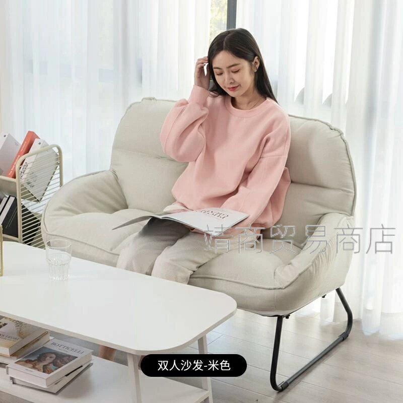 【免運可貨到付款】小戶型沙發椅子 客廳出租房臥室雙人布藝沙發 服裝店懶人舒適休閑一體椅子 單人雙人沙發 棉麻沙發小型沙發