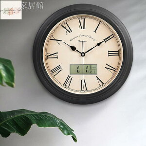 凱諾時歐式電子鐘錶掛鐘客廳復古靜音北歐萬年曆日曆掛錶美式時鐘