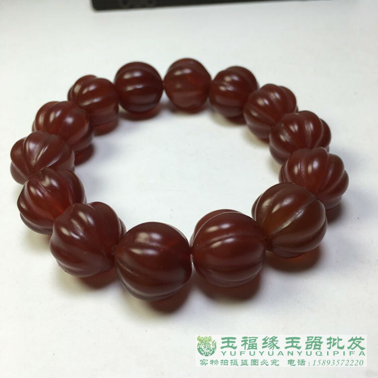 南瓜珠瑪瑙手鏈巴西天然紅瑪瑙手串男女款紅瑪瑙佛珠老瑪瑙