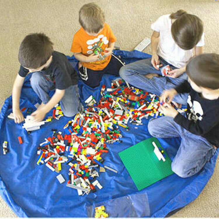 游戲毯積木玩具中大號整理束口袋野餐墊兒童玩具快速收納袋玩具墊