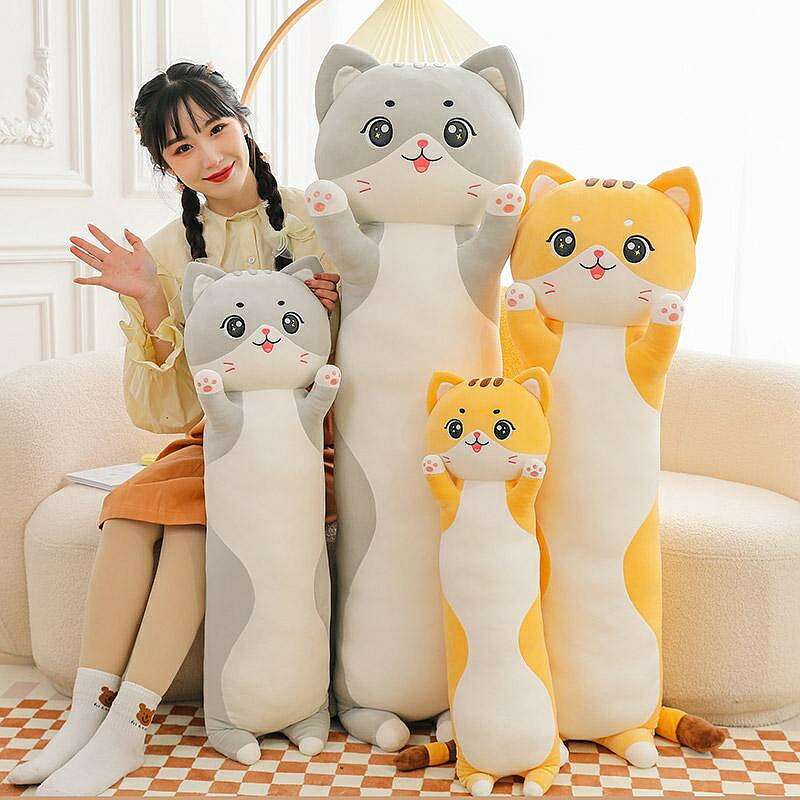 貓咪玩偶抱枕女生睡覺毛絨玩具公仔柔軟抱睡長條枕夾腿布娃娃床上（45cm以上的商品麻煩客人選擇宅配哦，謝謝）
