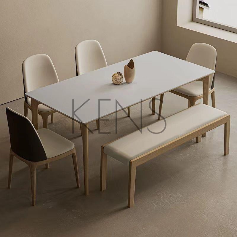 【滿599免運】餐桌 餐檯 白色餐桌現代小戶型家用實木餐桌椅組合北歐長方形桌子
