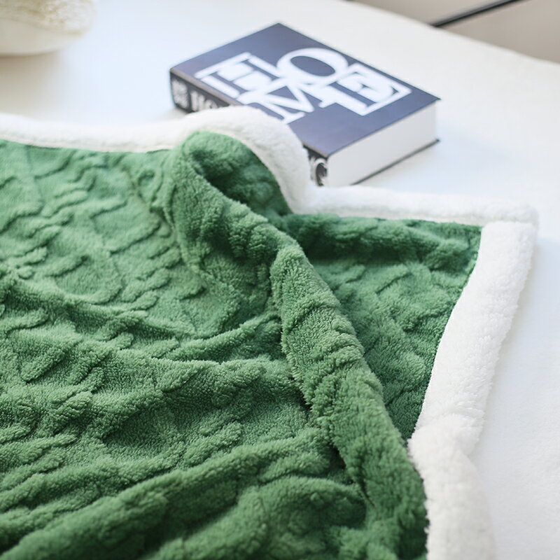 美式復古提花毛毯被子 冬季加厚雙層羊羔絨保暖沙發毯子午睡蓋毯