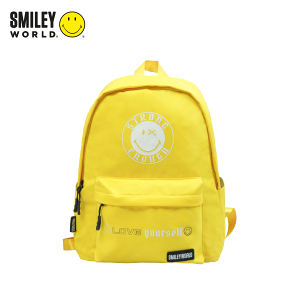 【Smiley World 微笑世界】防潑水透氣多夾層後背包(黃色笑臉經典款) 書包 筆電包 兒童背包