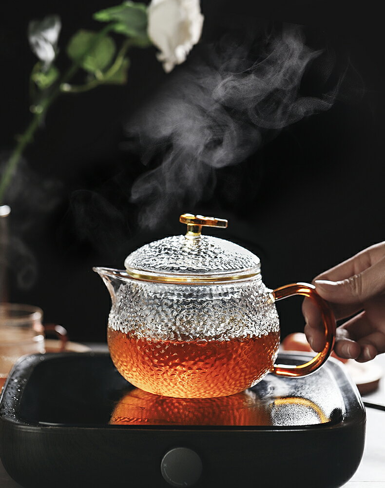 泡茶壺玻璃耐熱高溫家用過濾加厚煮茶燒水壺茶水分離茶具日式錘紋