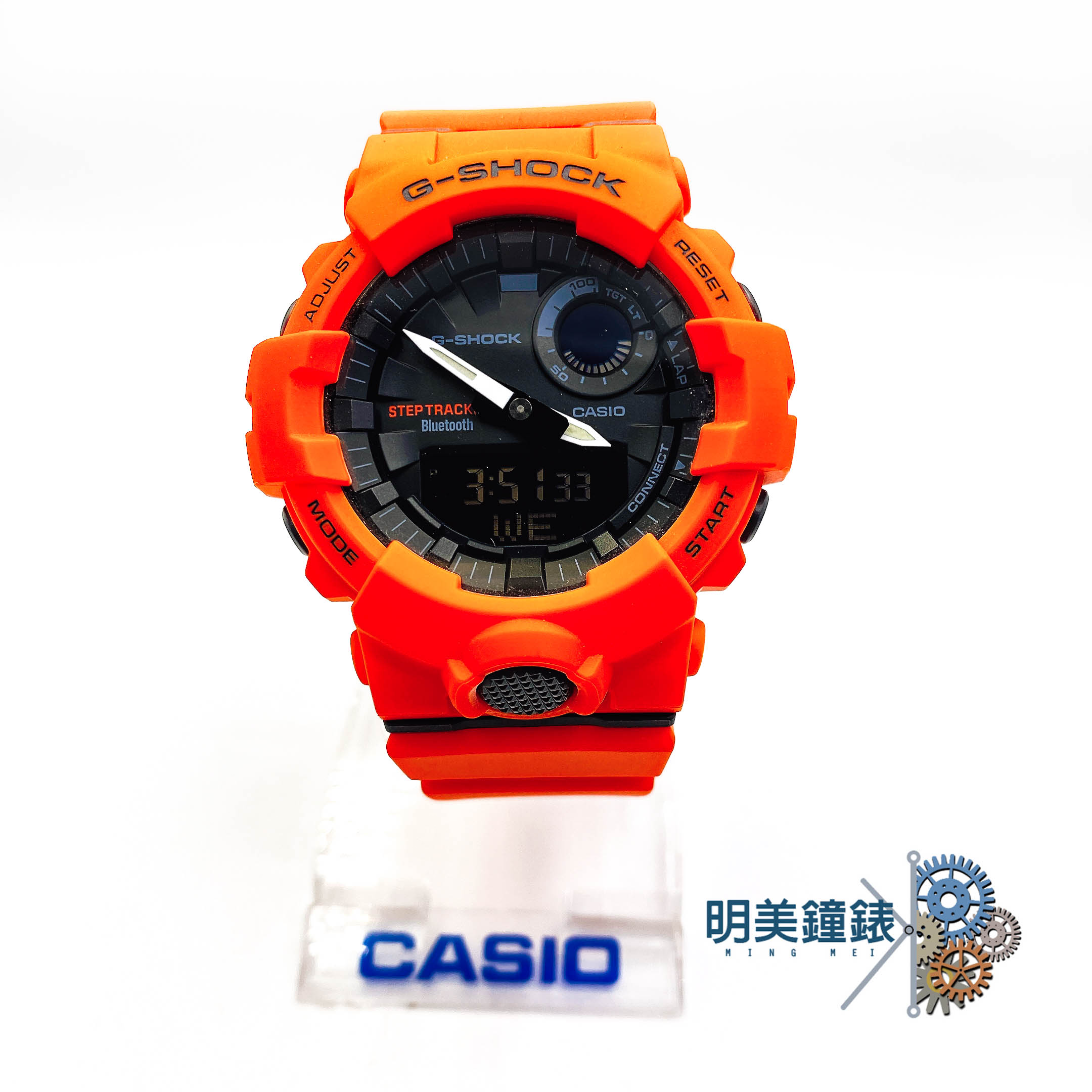 ◆明美鐘錶眼鏡◆CASIO 卡西歐/G-SHOCK/GBA-800-4A/-潮流防水抗震運動腕錶-橘/特價優惠