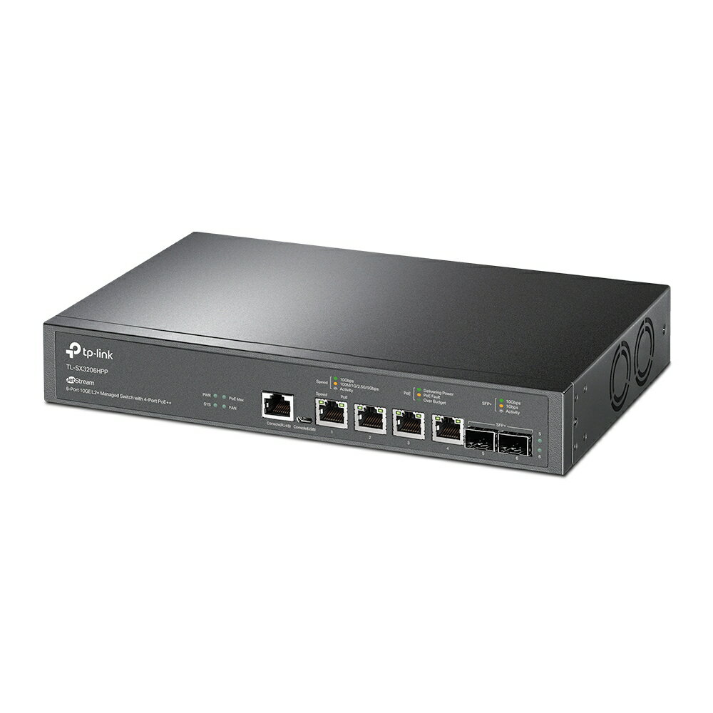 (可詢問客訂)TP-Link TL-SX3206HPP JetStream 6 埠10GE L2+ 管理型交換器(含 4 埠 PoE++) Switch/Hub