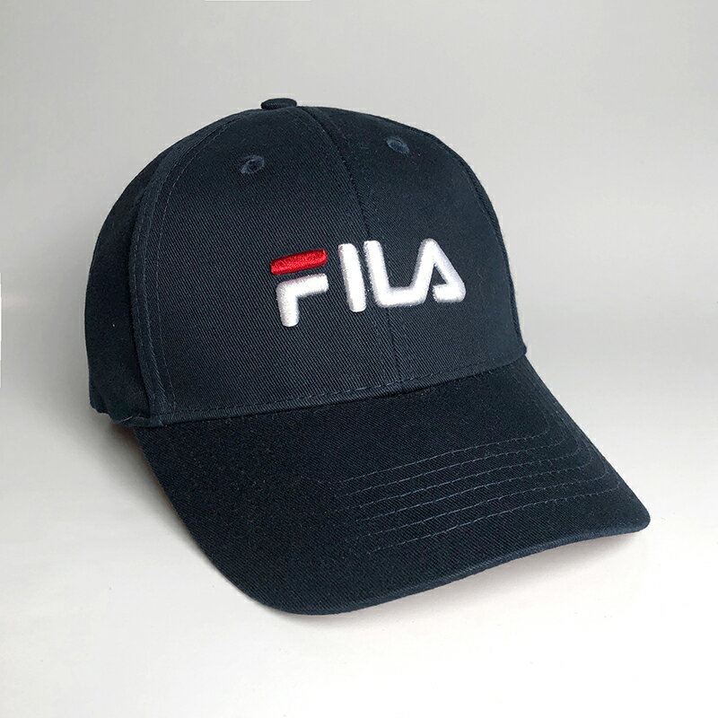 美國百分百【全新真品】FILA 帽子 老帽 鴨舌帽 配件 復刻潮流 復古 棒球帽 經典 大Logo 深藍 AD87