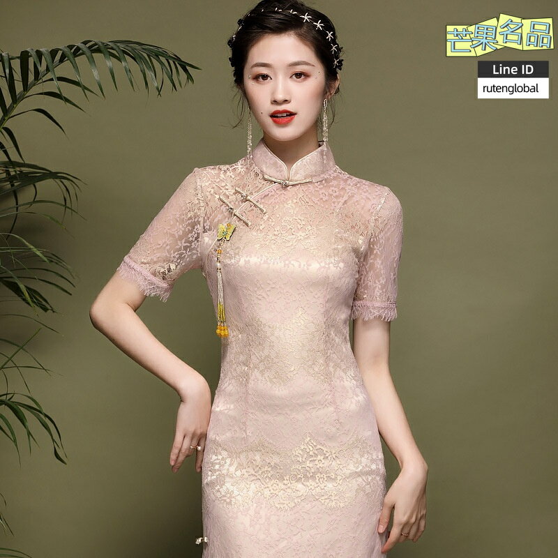 【國風氣質】改良旗袍 連衣裙 女裝 蕾絲連衣裙 禮服裙 日常連衣裙 年輕款修身 中國風刺繡 深圳精品 聚會通勤兩穿