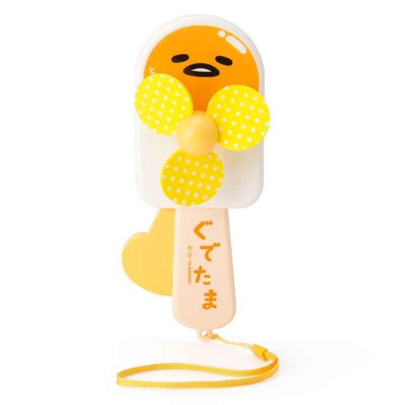 大賀屋 日貨 蛋黃哥 風扇 手搖風扇 手動風扇 無電池 小風扇 環保 掛扇 清涼小物 三麗鷗 正版 J00016635