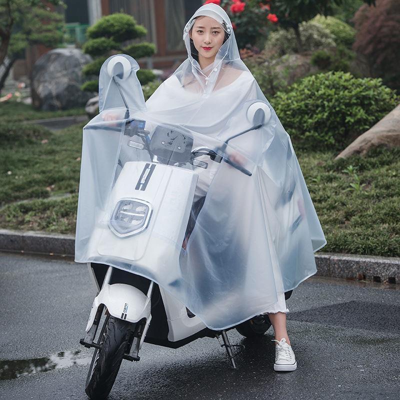 【優選百貨】男女款單雙人全身長款加大摩托車騎行透明雨披成人電動自行車雨衣