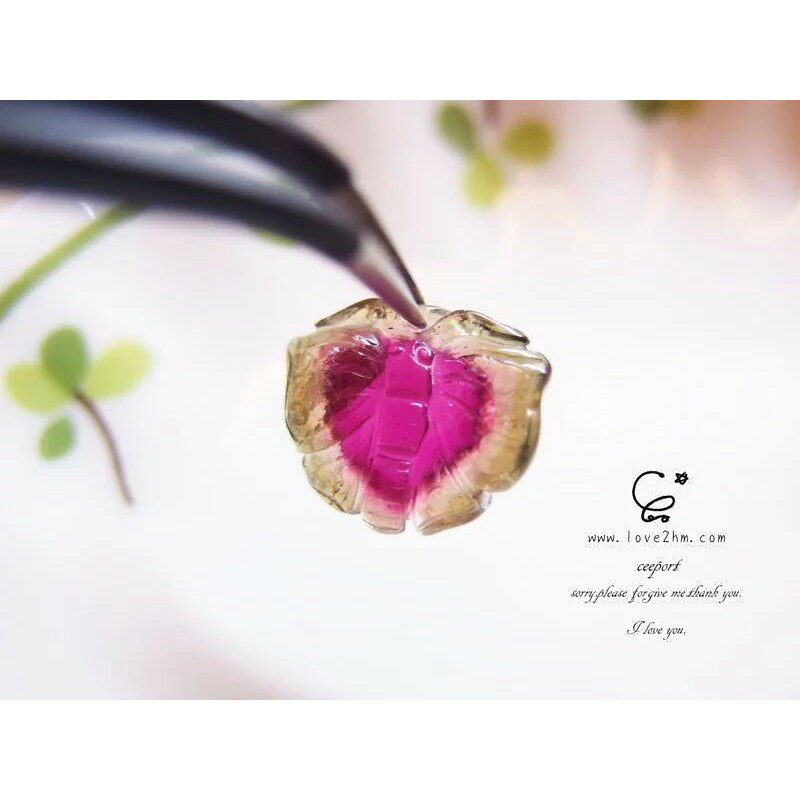 碧璽-蝴蝶 西瓜糖心/碧璽/水晶飾品/ [晶晶工坊-hm]