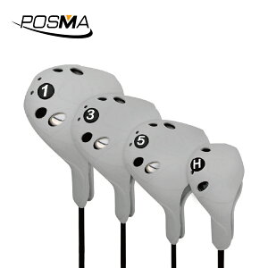 POSMA PGM 高爾夫發球木桿頭套 可清洗 (可選 1號 3號 5號 鐵木桿 ) 灰色 GT025GRAY