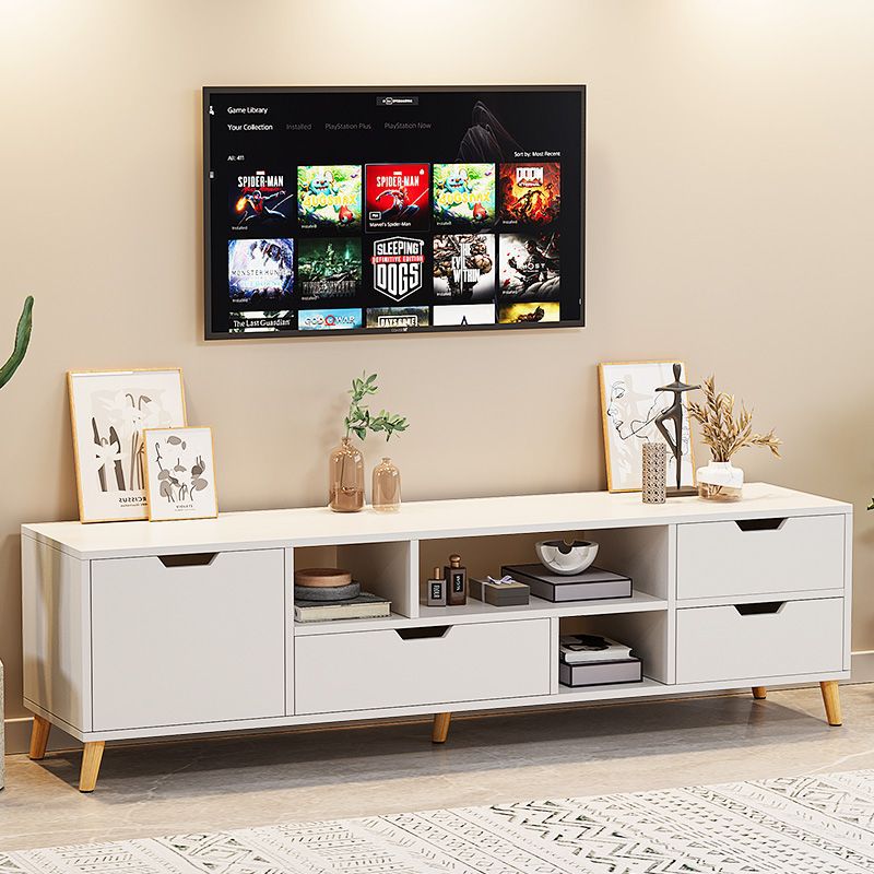 楓林宜居 小戶型家用客廳現代簡約實木腿簡易電視機柜子北歐電視柜茶幾組合