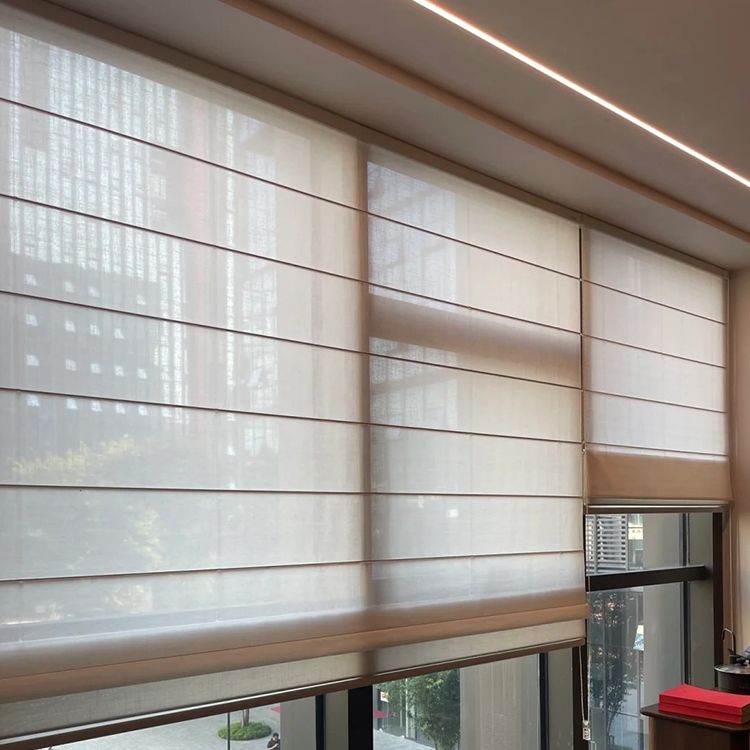 公司貨 免運 日式極簡折疊羅馬簾拉珠升降透景遮光陽臺書房餐廳意境窗簾 快速發貨