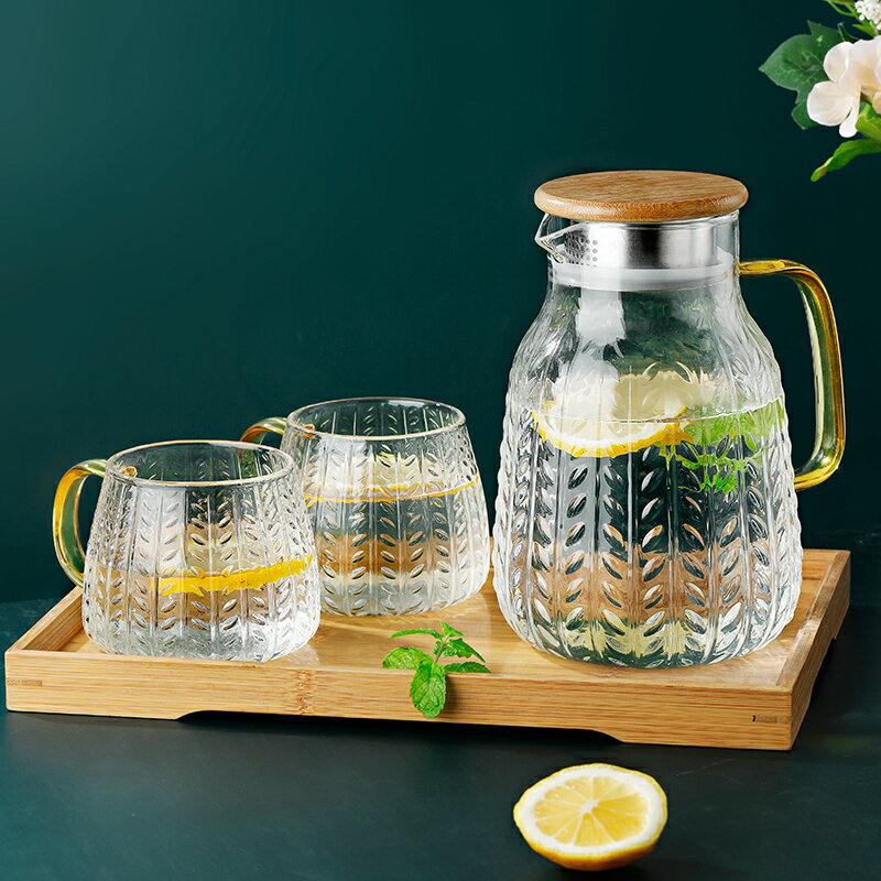 錘紋冷水壺涼白開水杯套裝北歐家用客廳儲水壺創意透明玻璃杯茶壺