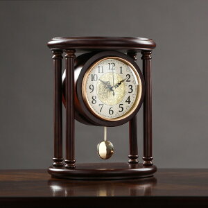 鐘座鐘複古式實木坐鐘時鐘客廳表擺式擺鐘鐘表擺C