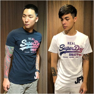 美國百分百【全新真品】 極度乾燥 Superdry T恤 上衣 T-shirt 短袖 復古LOGO 短T 黑/白色 AM26